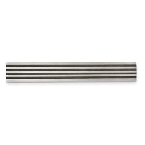 Stainless Steel & Black Rubber Brushed Tie Bar Clip, 9 x 59mm